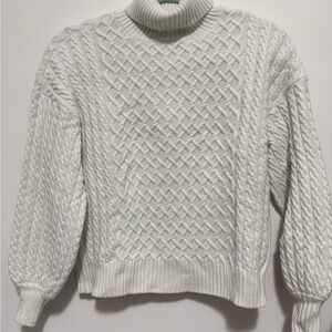 Cream Cable Knit Turtleneck Sweater